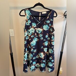 Altar’d State Floral Navy Blue Mini Dress size Medium